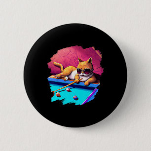 Cat Playing Pool Billiards In Lounge Cool Funny Ca 6 Cm Round Badge