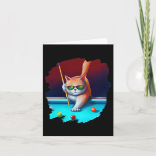 Cat Playing Pool Billiards In Lounge Cool Funny Ca Card