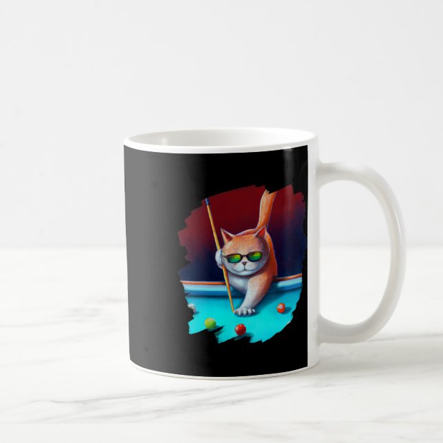 Cat Playing Pool Billiards In Lounge Cool Funny Ca Coffee Mug (Right)