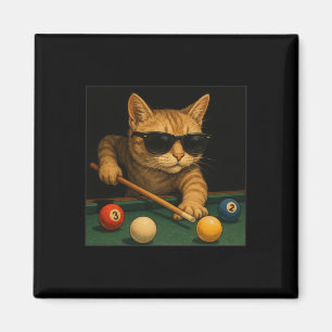 Cat Playing Pool Billiards In Lounge Cool Funny Ca Magnet
