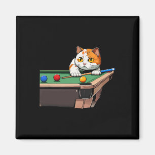 Cat Playing Pool Billiards In Lounge Cool Funny Ca Magnet