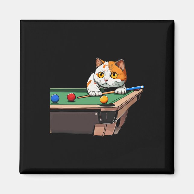 Cat Playing Pool Billiards In Lounge Cool Funny Ca Magnet (Front)