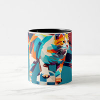 Cat playing pop art