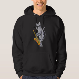 Cat Playing Saxophone Saxiness Saxophonist Jazz Sa Hoodie