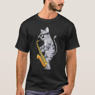 Cat Playing Saxophone Saxiness Saxophonist Jazz Sa T-Shirt