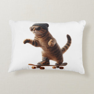 cat playing skateboard  decorative cushion