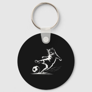 Cat Playing Soccer Byll Graphic Cat Sports Funny C Key Ring