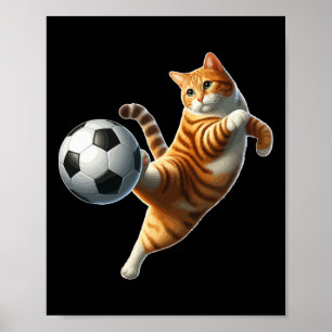 Cat Playing Soccer Costume Cat Owner Sports Lover Poster