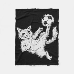 Cat Playing Soccer, Kids And Boys Soccer Ball, Soc Fleece Blanket