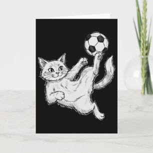Cat Playing Soccer, Kids And Boys Soccer Byll, Soc Card