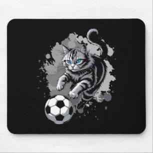 Cat Playing Soccer Mouse Pad