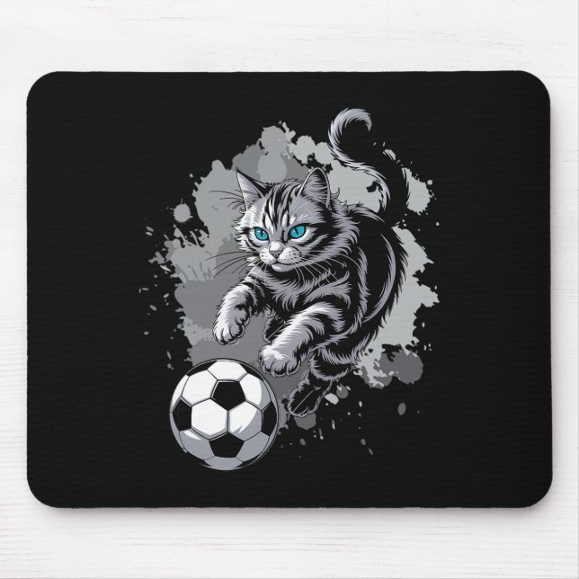 Cat Playing Soccer  Mouse Pad (Front)