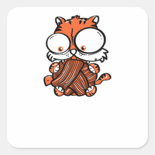 Cat playing square sticker