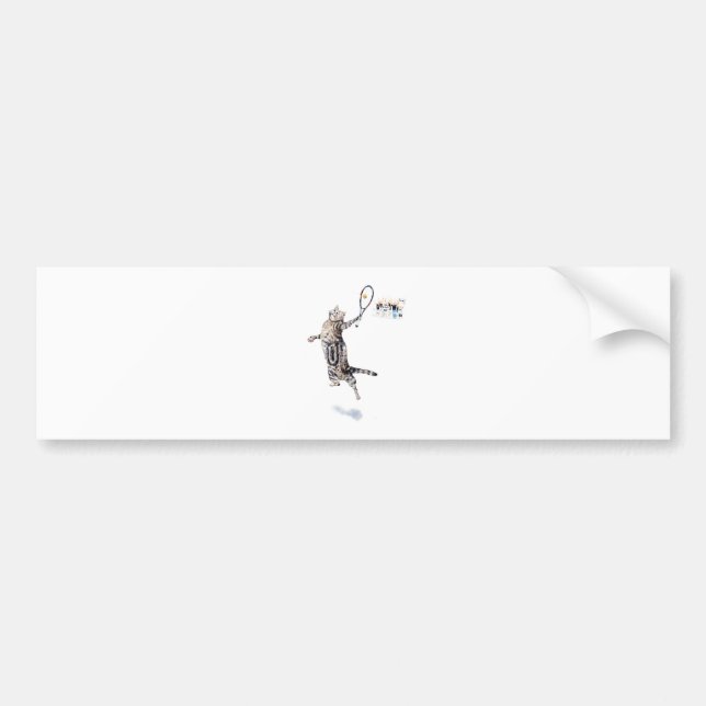 Cat Playing Tennis Bumper Sticker (Front)