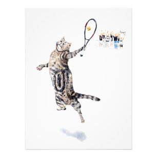 Cat Playing Tennis Photo Print