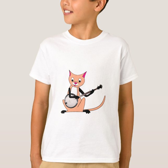 Cat Playing the Banjo T-Shirt (Front)