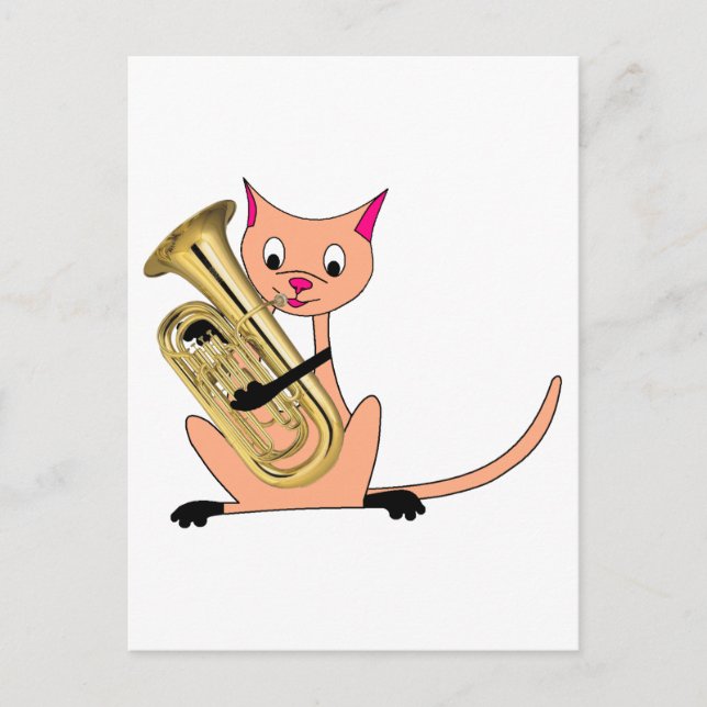 Cat Playing the Euphonium Postcard (Front)