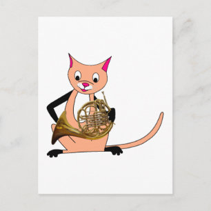 Cat Playing the French Horn Postcard
