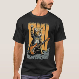 Cat Playing the Guitar Rock Kitty Cat Bass Player T-Shirt