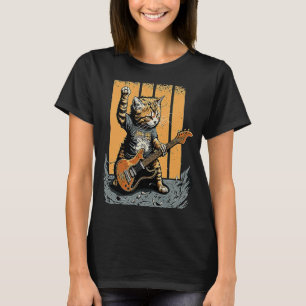 Cat Playing the Guitar Rock Kitty Cat Bass Player  T-Shirt