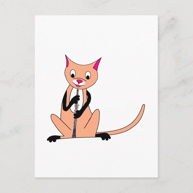 Cat Playing the Oboe Postcard (Front)