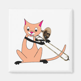 Cat Playing the Trombone Magnet