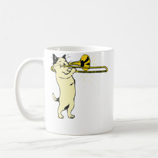 Cat Playing Trombone Jazz Music Cool Novelty Coffee Mug