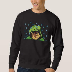 Cat Playing Under Monstera Plant Men Kid Women Sweatshirt