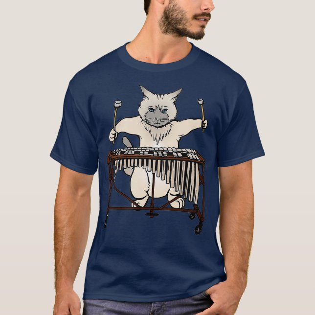Cat Playing Vibraphone  Jazz Marimba T-Shirt (Front)