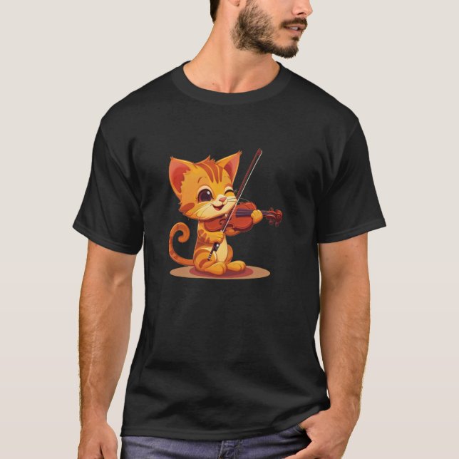 Cat Playing Violin Costume T-Shirt (Front)
