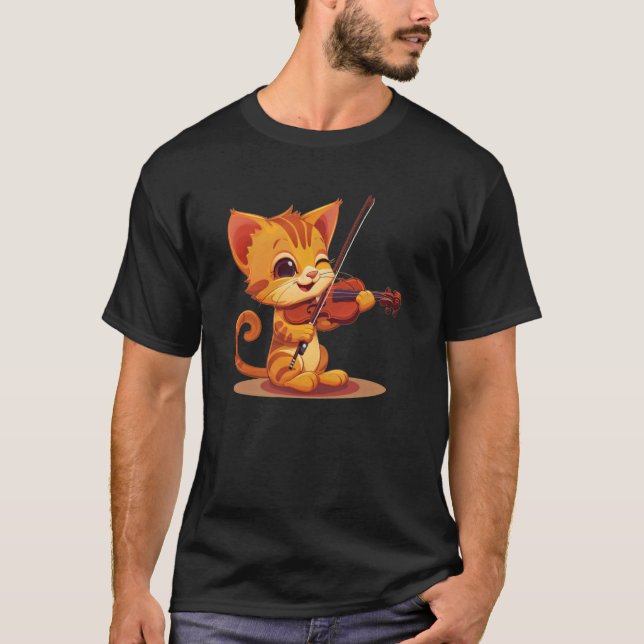 Cat Playing Violin Costume T-Shirt (Front)