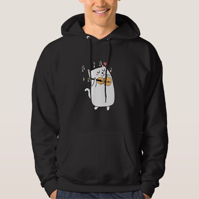 Cat Playing Violin  Idea For Animal Or Violinist L Hoodie (Front)