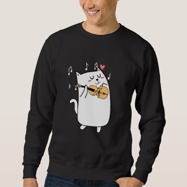 Cat Playing Violin  Idea For Animal Or Violinist L Sweatshirt (Front)