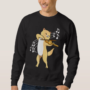 Cat Playing Violin Violinist Fun Cats Playing Viol Sweatshirt