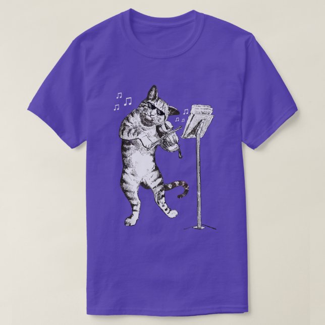 Cat Playing Violin  Violinist Gift Tee  (Design Front)