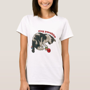 Cat Playing with MARBLES, Stay Pawsitive, Pun T-Shirt