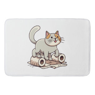 Cat Playing with Toilet Paper Bath Mat