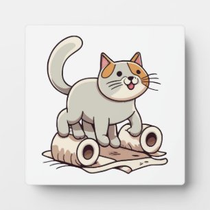 Cat Playing with Toilet Paper Plaque
