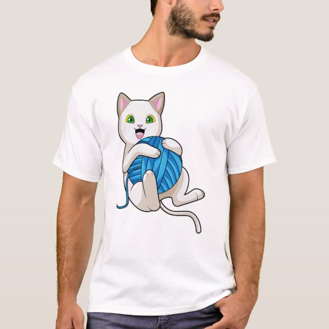 Cat Playing Wool T-Shirt (Front)