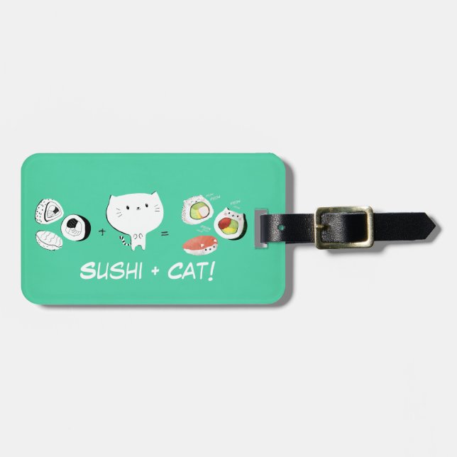 Cat plus Sushi equals Cuteness! Luggage Tag (Front Horizontal)