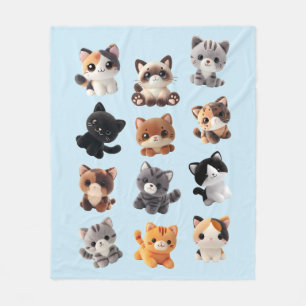 Cat Plush Toy Collection Fleece Blanket