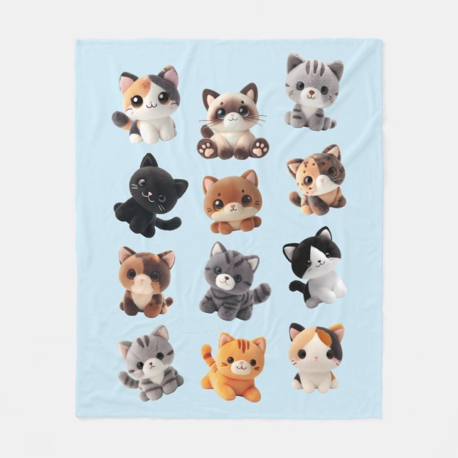 Cat Plush Toy Collection Fleece Blanket (Front)
