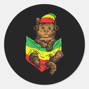 Cat Pocket Black History Month Color Men Kitten Af Classic Round Sticker