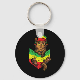 Cat Pocket Black History Month Color Men Kitten Af Key Ring
