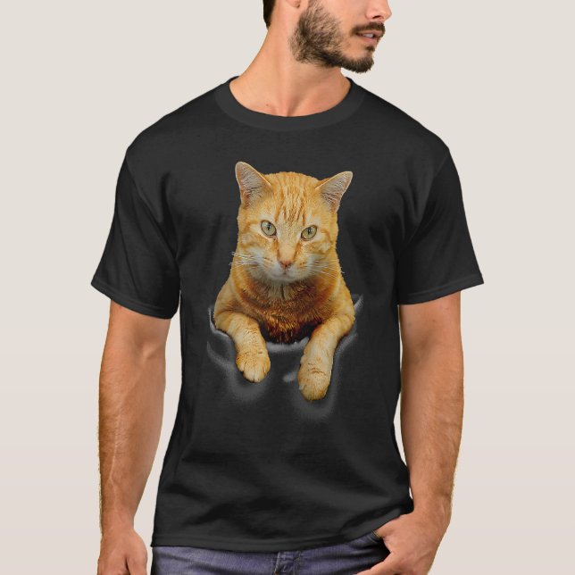 Cat Pocket Cute Pet Raglan Baseball T-Shirt (Front)