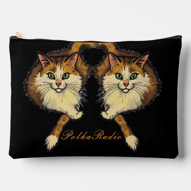 Cat Polka Radio Print Makeup Bag (Front)