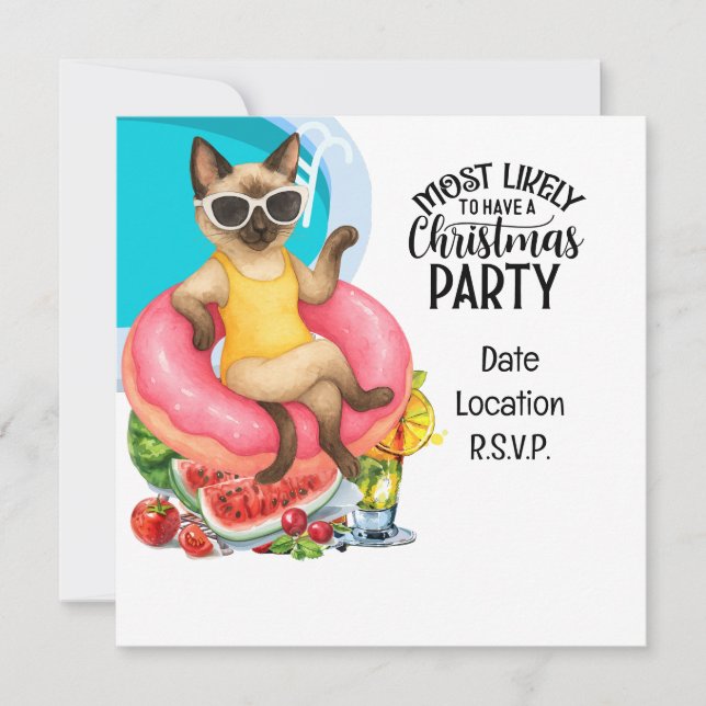 Cat Pool Party for Cat lovers Invitation (Front)