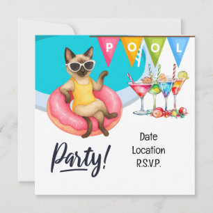 Cat Pool Party for Cat lovers Invitation