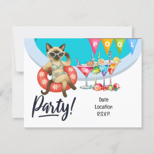 Cat Pool Party for Cat lovers Postcard