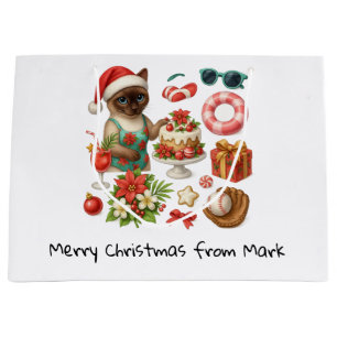 Cat Pool Party for Christmas in July Large Gift Bag
